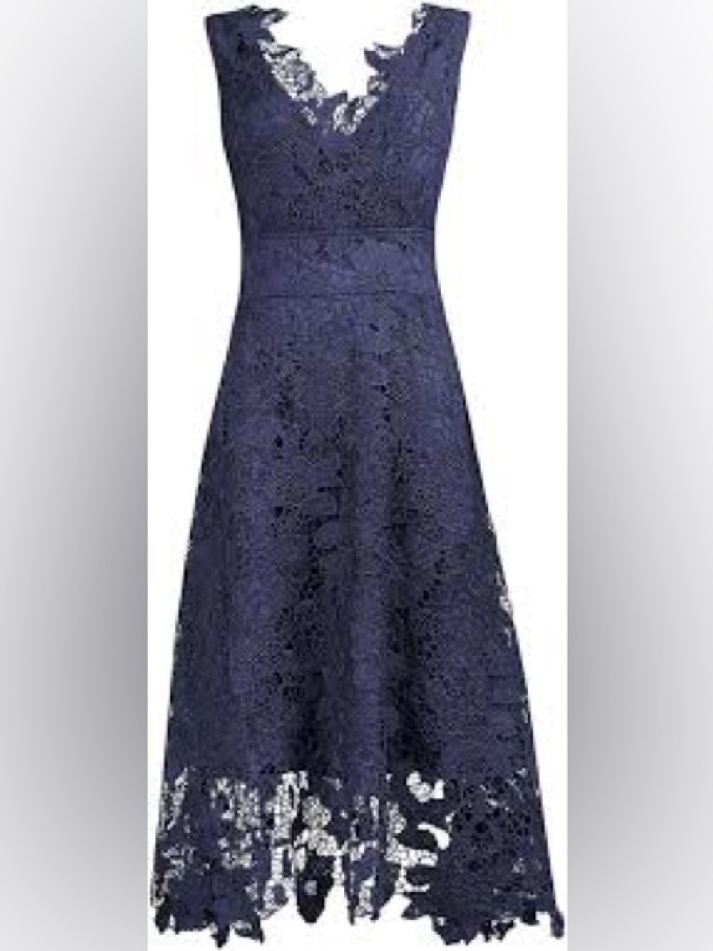 Women's Navy Lace Fit & Flare Formal Dress